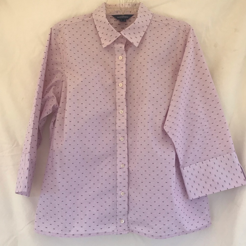 The Outfitters by Lands end -Pink Polka Dot Blouse